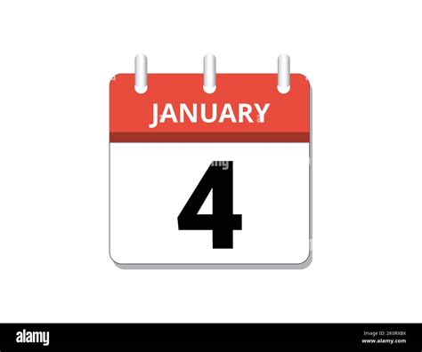 January, 4th calendar icon vector, concept of schedule, business and ...