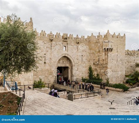 Damascus Gate, Shechem Gate in Jerusalem Editorial Stock Image - Image ...