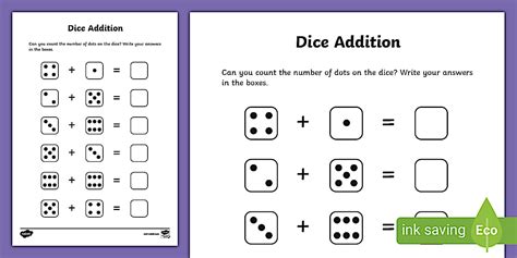 👉 Dice Addition Worksheet