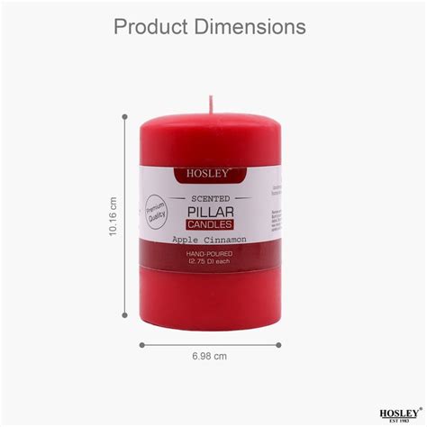 Buy HOSLEY Set of 2 Apple Cinnamon Scented Red Pillar Candles from ...