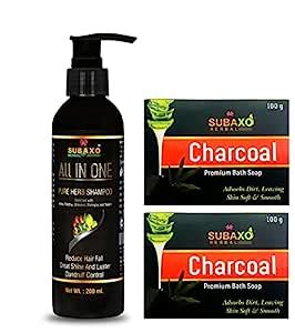Buy SUBAXO Charcoal Bath Soap(100 g Each, Pack Of 2) And All In One ...