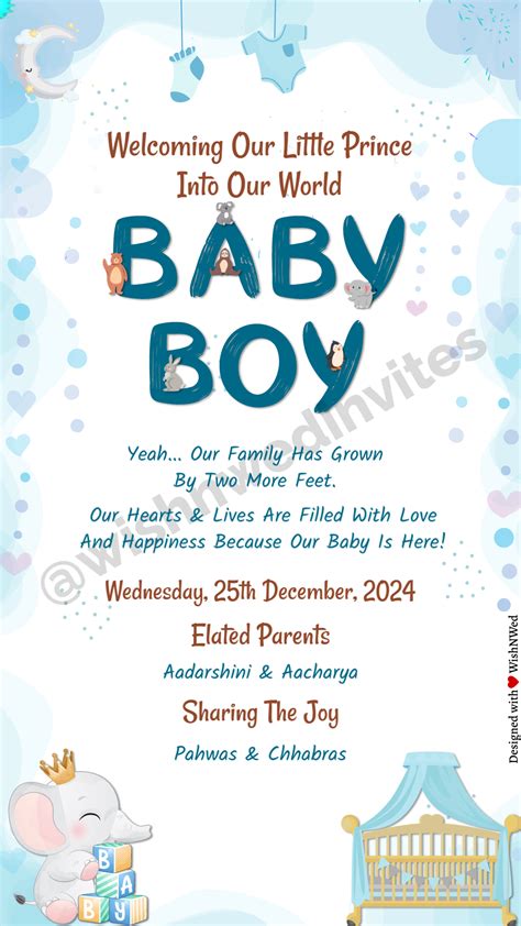 Editable Baby Birth Announcement Video Templates for Boy - Wish N Wed