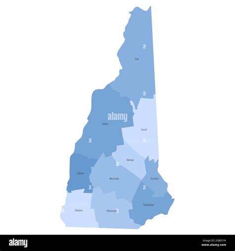 New Hampshire, NH - detailed political map of US state. Administrative ...