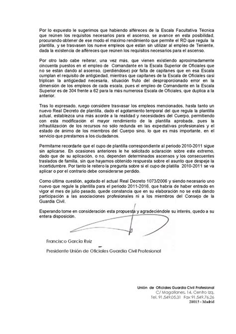 Carta al Director General sobre plantillas - Unionoficiales.ORG