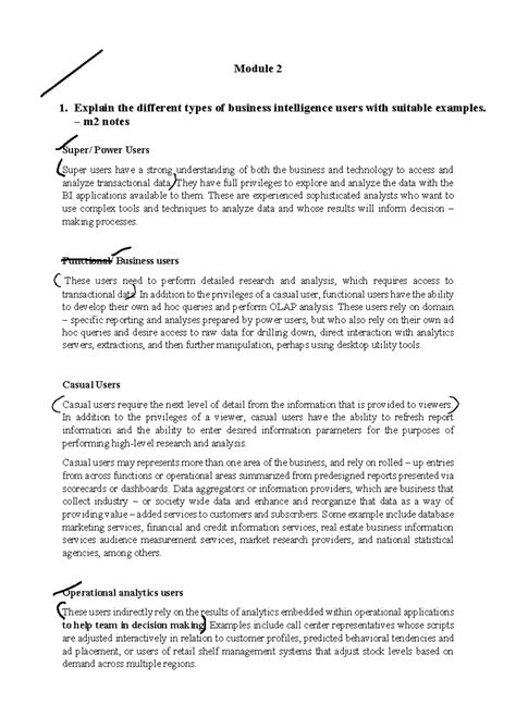 Module 2 BI Notes: Types of Business Intelligence Users and Analysis ...