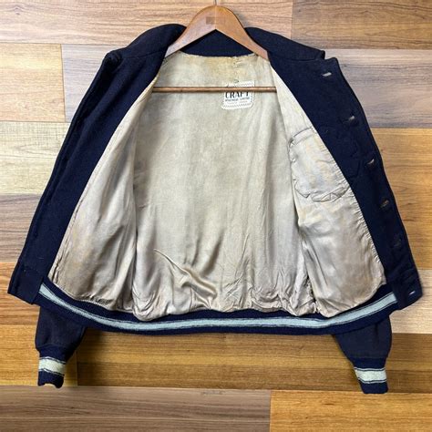 40s CRAFT 襟付き ボタンスタジャン ボタスタ アワードジャケット サイズ メンズ M位 40年代 VINTAGE ビンテージ ...