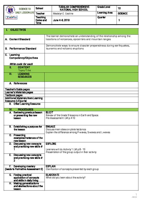 7e lesson plan which will help ful in my college. - 1 Jski School ...