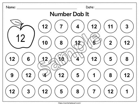 Number Dab It Worksheets 1-20 | Number Recognition Activity | Dot Mark ...