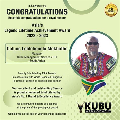 Collins Lehlohonolo Mokhotho Has bagged Asia's Legend Lifetime ...