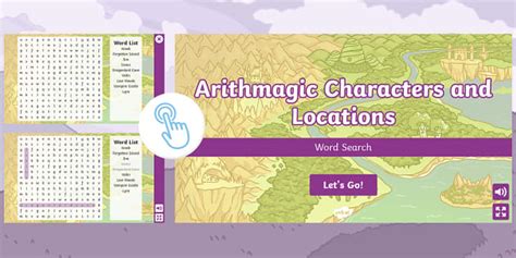 Arithmagic Characters and Locations Word Search Game