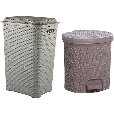 Cello Eliza Plastic Laundry Bag/Basket, 50 litres, Light Grey & Classic ...