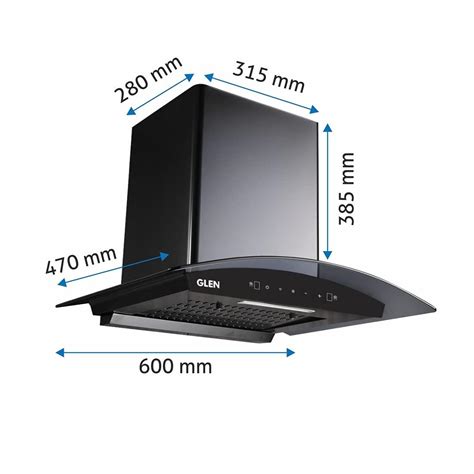 GLEN 60 cm 1050m3/hr Auto-Clean curved glass Kitchen Chimney Filterless ...