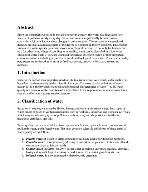 Water Quality Parameter - Abstract Since the industrial revolution in ...