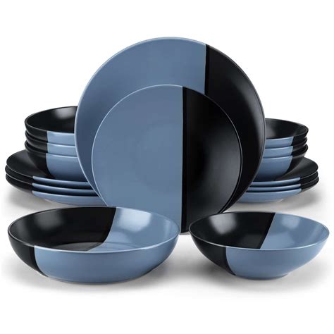 16-Piece Stoneware Dinnerware | Modern Dual-Tone Glaze