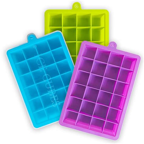 Buy Ice Cube Trays 3 Pack, Silicone Ice Tray with Removable Lid Easy ...