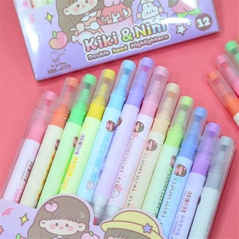 Ixora Double-Head Marker Pens Set with Sticker, Non-Toxic Ink, Quick ...