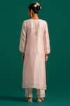 Buy Pink Silk, Chanderi Cut Work, Sequins, Embroidery V-neck Hand Kurta ...