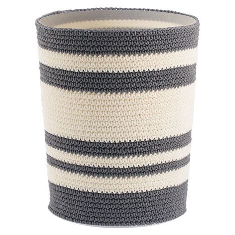InterDesign Ellis Knitted Decorative Trash and Waste Can, Gray/Ivory ...