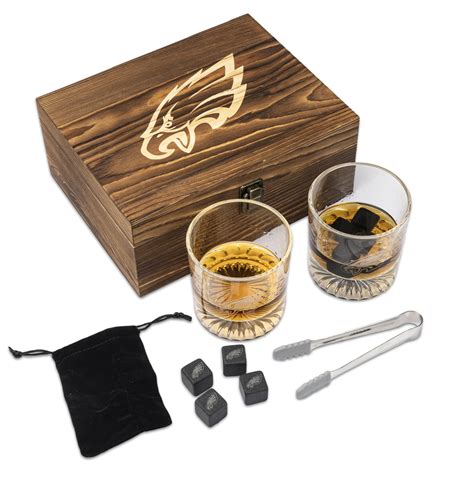 Amazon.com | The Memory Company Officially Licensed NFL Wood Boxed Drinkware Set, with 2 Rocks ...