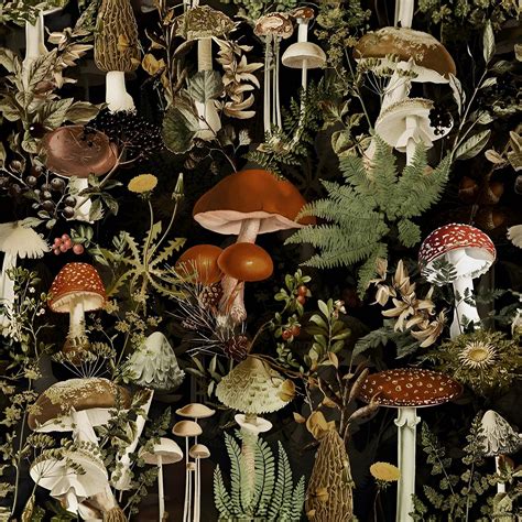 MILEPER Mushroom Wallpaper Peel and Stick Wallpaper Boho Wallpaper 17.7" x 197" Self Adhesive ...