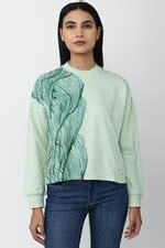 Buy Women Green Print Round Neck Sweatshirt Online - 801527 | Van Heusen