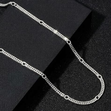 925 Sterling Silver Curb Link Chain with Circular Accents for Men | The ...