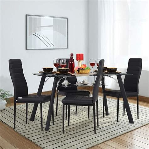 Royaloak Inter Four Seater Dining Table Set (Black) : Amazon.in: Home ...