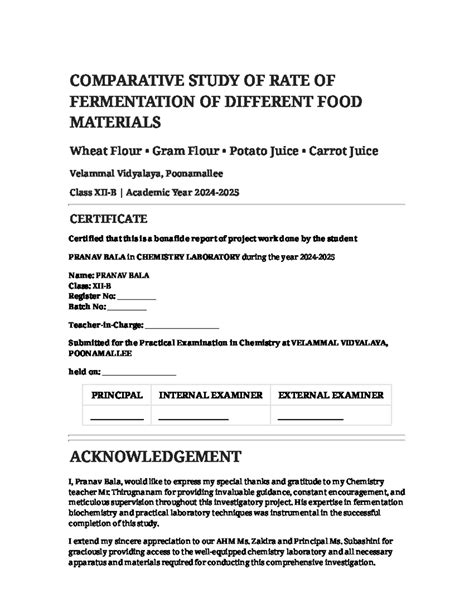 CHEMISTRY LAB PROJECT: COMPARATIVE FERMENTATION STUDY (2023) - Studocu