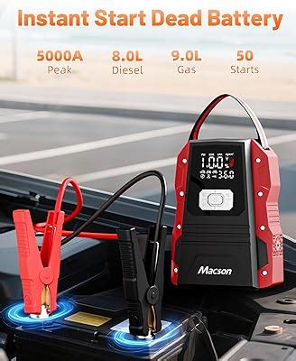 Macson 5000A Jump Starter with Air Compressor - Portable India | Ubuy