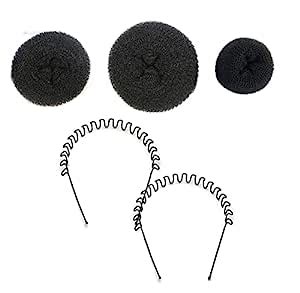 Maahal™ Pack of 3 Sizes Black Hair Donuts/Bun Maker with Free Zig Zag ...