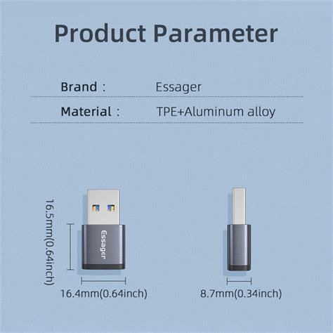 ESSAGER USB 3.0 OTG Adapter Type-C Female to USB Male Connector USB-C ...