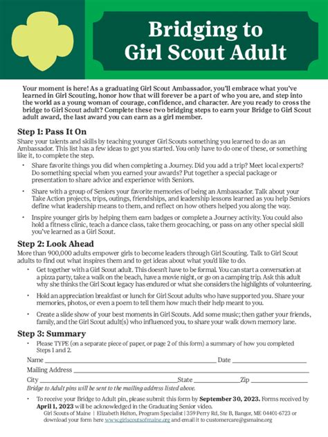 Fillable Online Girl Scout Bridge to Adult Ceremony Ideas Fax Email ...
