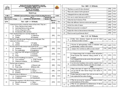 UHV IT Model SET 1 - QUESTION PAPER - ERODE SENGUNTHAR ENGINEERING ...