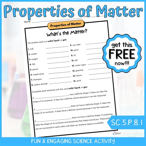 FREE What's the Matter Physical Science Activity - Classful