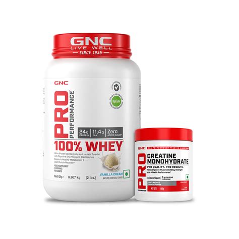 Buy GNC Pro Performance 100% Whey Vanilla Cream Creatine Monohydrate ...
