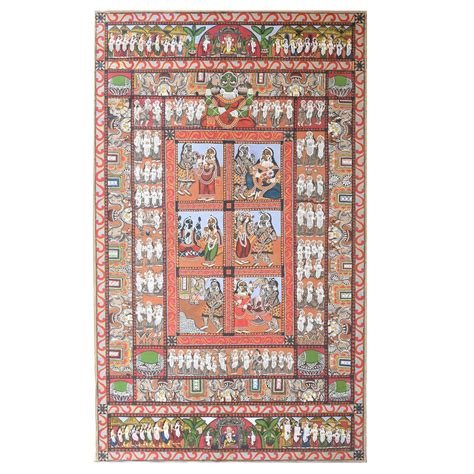Traditional Bengal Pattachitra Painting on Cloth Depicting the Shiva ...