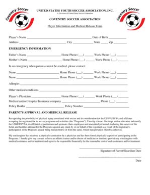 Fillable Online A Division of United State Soccer Federation COVENTRY ...
