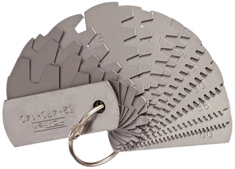 Fowler 52-470-140 Involute Gear Tooth Gage, 14 Leaves with Ring Holder ...