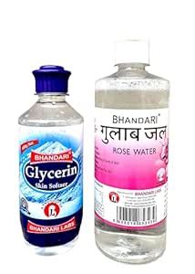 BHANDARI® Rose Water & Glycerin Combo Pack (1 bottle of Glycerin 400ml ...