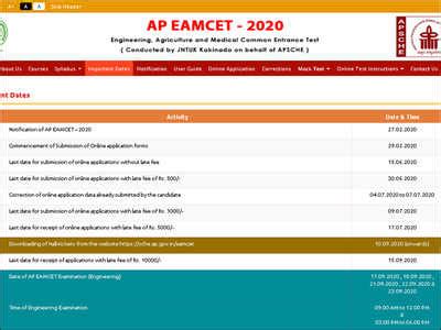 AP EAMCET Exam Dates: AP EAMCET Test Dates in India | - Times of India