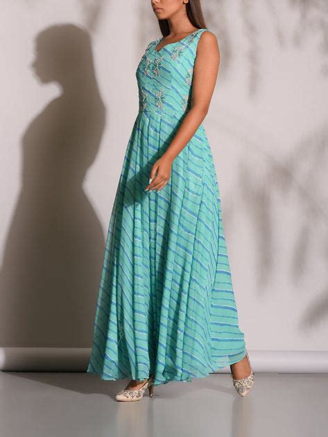 Buy Blue Leheriya Gown Online – Vasansi Jaipur
