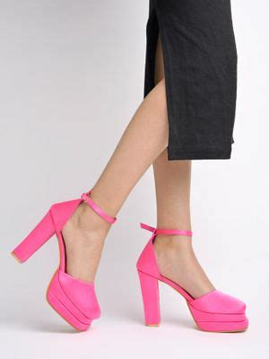 Buy Shoetopia Chunky Platform Pink High Heels for Women Online