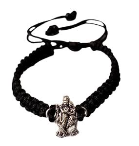 Buy SABRAKAR " NEW BLACK THREAD SILVER RADHAKRISHNA JI DESIGNE BRACELET ...