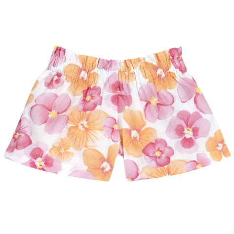 Chicco Girls White and Pink Floral Printed Shorts - Bottom – Chicco India