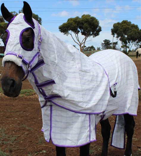 Poly Cotton Diamond Check Hood - Purple - Heads To Tails Horseware