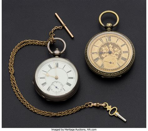 P.S. Bartlett & Swiss Cylinder Key Winds Pocket Watches & Chain. | Lot ...