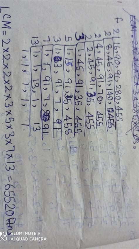 Find the lcm of 16 ,90, 91, 280 and 455 - Brainly.in