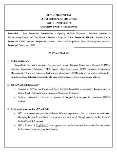 ERP(U4) - PEOPLESOFT - DEPARTMENT OF CSE CS T61 ENTERPRISE SOLUTIONS ...