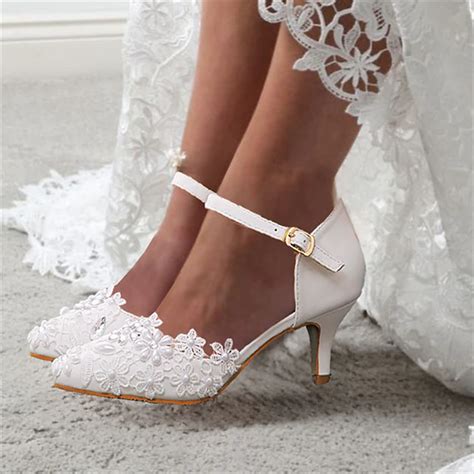 Wedding Shoes for Bride Bridesmaid Women Closed Toe Pointed Toe White ...