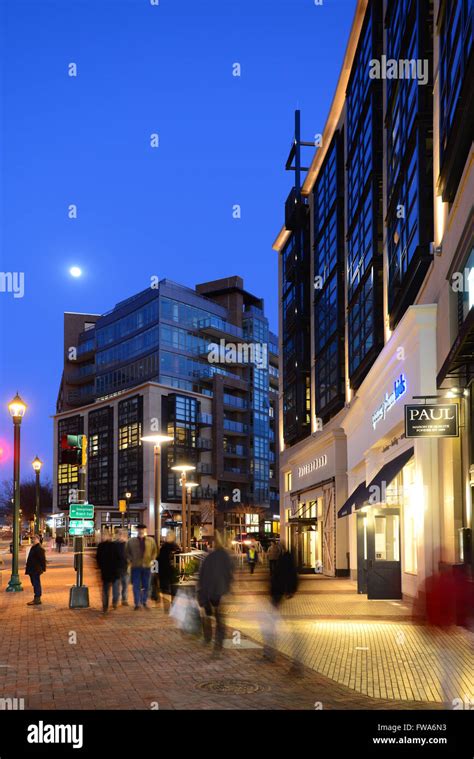 USA Maryland MD city of Bethesda at night - suburb of Washington DC in ...